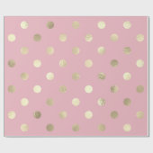 Polka Small Dots Pulver Pink Pastel Foxier Gold Geschenkpapier (Flach)