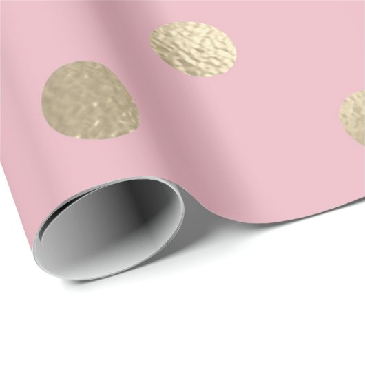 Polka Small Dots Pulver Pink Pastel Foxier Gold Geschenkpapier (Rolleneckpunkt)