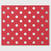 Polka Small Dots Vivid Bright Red Silver Gray Geschenkpapier (Flach)