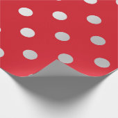 Polka Small Dots Vivid Bright Red Silver Gray Geschenkpapier (Ecke)