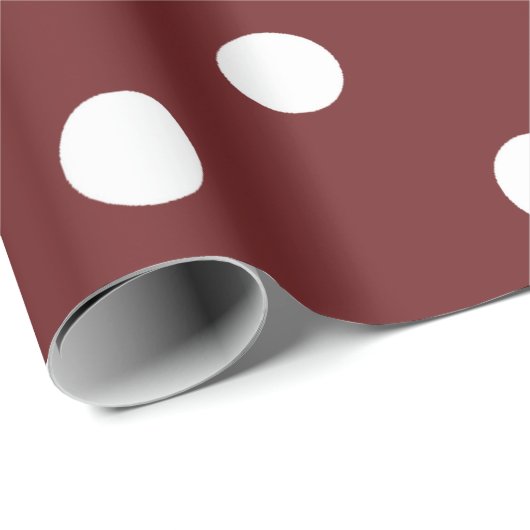 Polka Small White Dots Bright Burgundy Maroon Geschenkpapier (Rolleneckpunkt)
