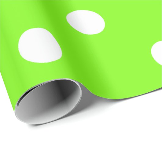 Polka Small White Dots Bright Vivid Lime Green Geschenkpapier (Rolleneckpunkt)