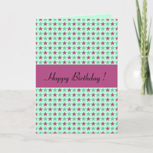 Polka stars green rose cerise, customizable text karte