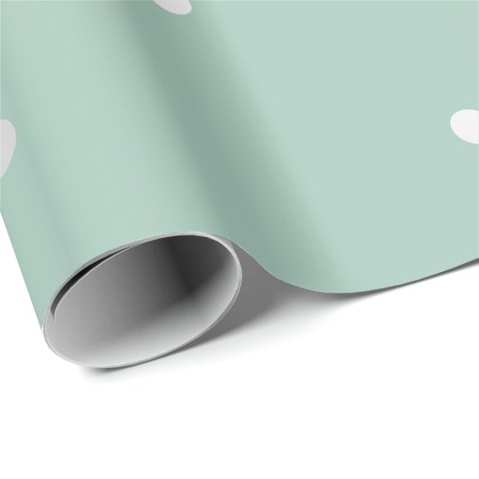 Polka Tiny Small Dots Gray Silver Mint Green VIP Geschenkpapier (Rolleneckpunkt)
