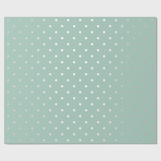 Polka Tiny Small Dots Silver Gray Mint Green Paste Geschenkpapier (Flach)