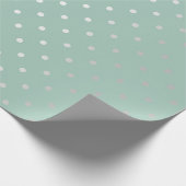 Polka Tiny Small Dots Silver Gray Mint Green Paste Geschenkpapier (Ecke)
