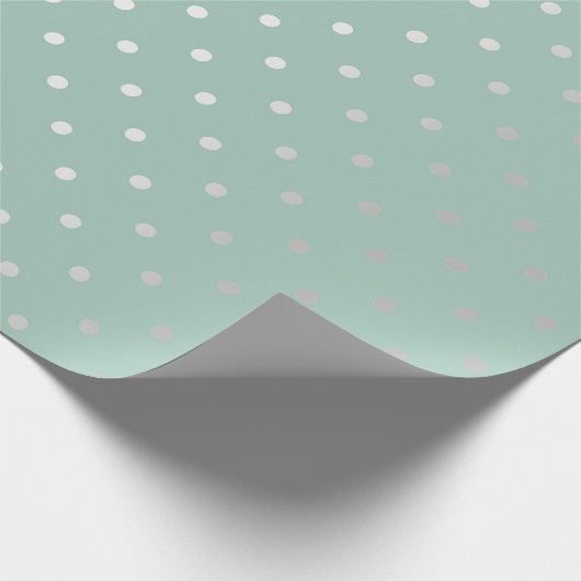 Polka Tiny Small Dots Silver Gray Mint Green Paste Geschenkpapier (Ecke)