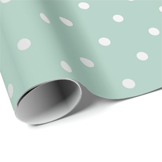 Polka Tiny Small Dots Silver Gray Mint Green Paste Geschenkpapier (Rolleneckpunkt)