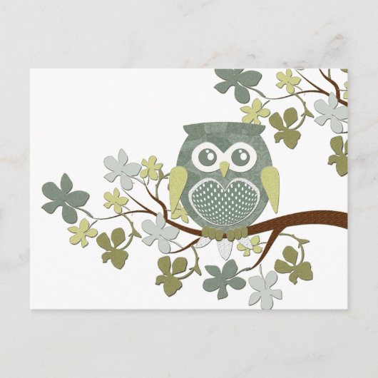 Polka Tree Owl Postcard Postkarte (Vorderseite)
