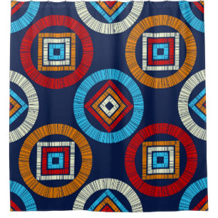 Polka weist ein nahtloses Muster auf. Mosaik ethni Duschvorhang