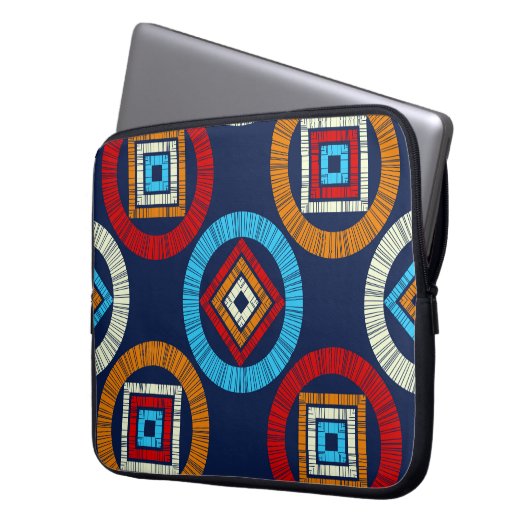 Polka weist ein nahtloses Muster auf. Mosaik ethni Laptopschutzhülle (Vorderseite Links)