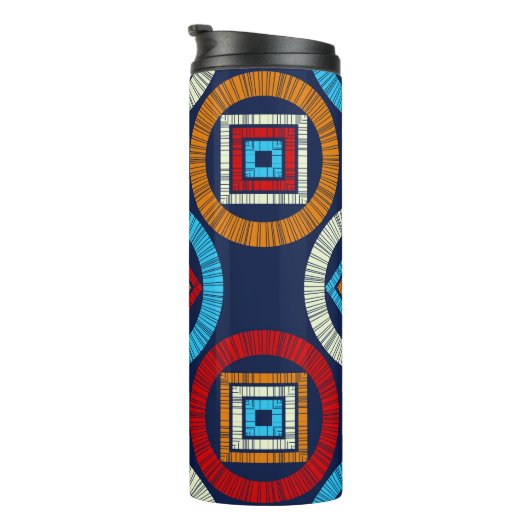 Polka weist ein nahtloses Muster auf. Mosaik ethni Thermosbecher (Nach rechts gedreht)