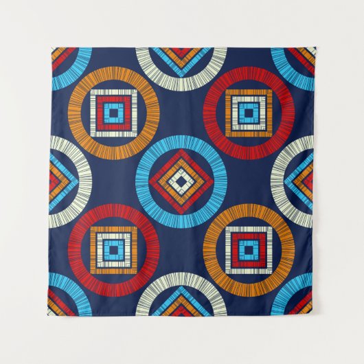 Polka weist ein nahtloses Muster auf. Mosaik ethni Wandteppich (Vorderseite (Horizontal))