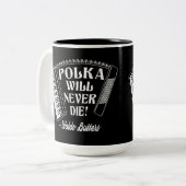 Polka wird niemals Dresdenfans Die Zweifarbige Tasse (Vorderseite Links)