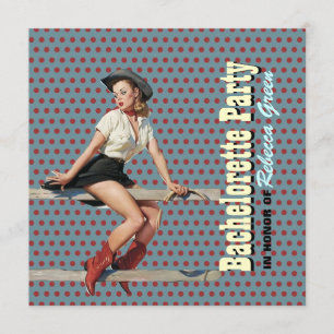 Polkapunkt-Cowgirl-Western-Junggeselinnen-Abschied Einladung