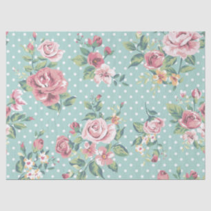 Polkapunkt-Rosas des Shabby Chic weißes Vintages Seidenpapier