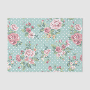 Polkapunkt-Rosas des Shabby Chic weißes Vintages Seidenpapier