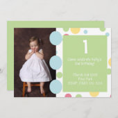 Polkapunkte Foto-Geburtstags-Einladung Einladung (Vorne/Hinten)