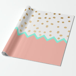 Polkapunkte Minze und Rosa des eleganten Imitats Geschenkpapier