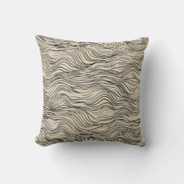 Pollenkissen in Beige und Schwarz-Minimal-Wave-Mus Kissen