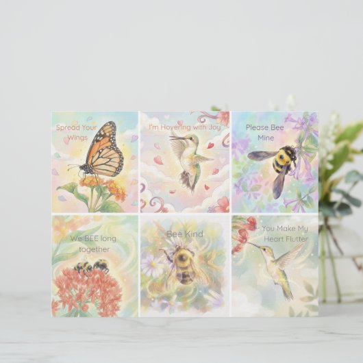 Pollinator Classroom Valentines - 6 per Sheet  Briefbogen (Stehend Vorderseite)