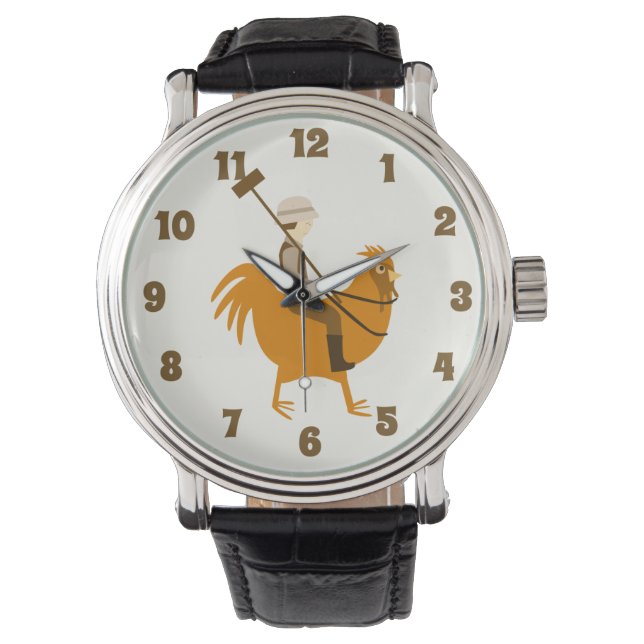 Pollo Time Funny Man on Chicken Cartoon Armbanduhr (Vorderseite)