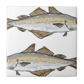 Pollock-Fisch-Skizze Fliese (Vorderseite)