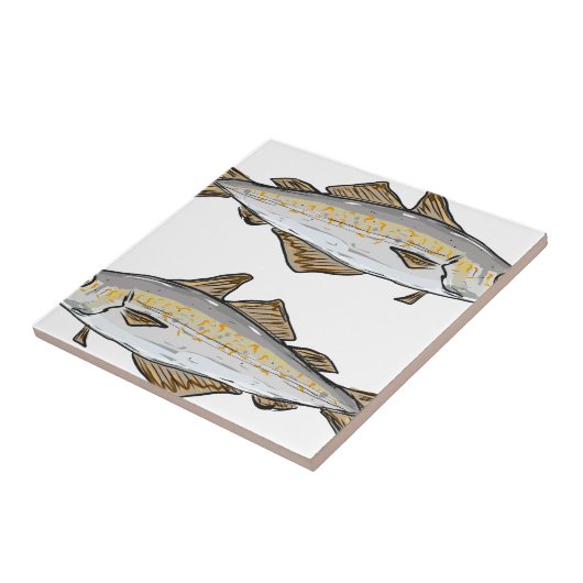 Pollock-Fisch-Skizze Fliese (Seite)