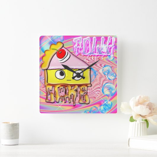 Polly Cake - Tortina - Quadratische Wanduhr (Zuhause)