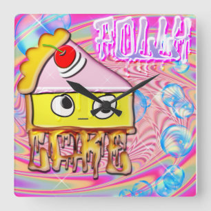 Polly Cake - Tortina - Quadratische Wanduhr