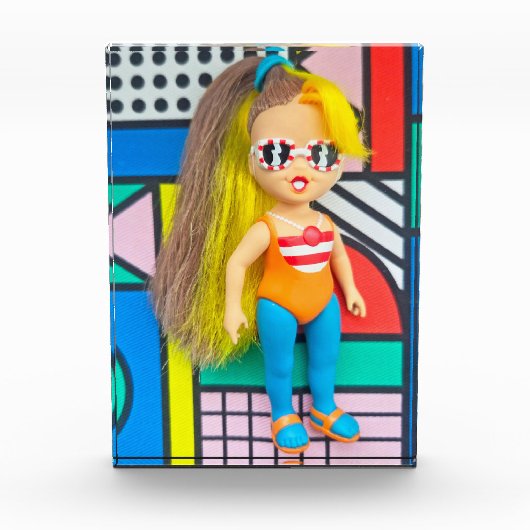 Polly mit farbenfroher Geo Fotoblock (Vorderseite)