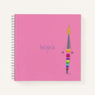 Polly Paintbrush Square Notebook anpassbar. Notizblock