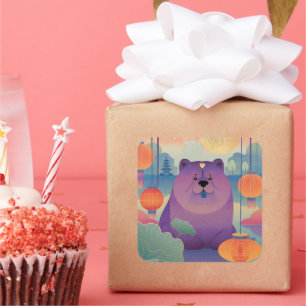 POLLY PLUM Chow dog Quadratischer Aufkleber