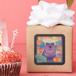 POLLY PLUM Chow dog Quadratischer Aufkleber