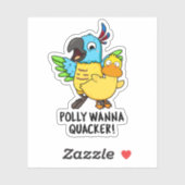 Polly Wanna Quacker Funny Animal Pub Aufkleber (Blatt)