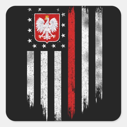 Polnisch-amerikanische Flagge Combo Polen Usa Pols Quadratischer Aufkleber (Vorderseite)