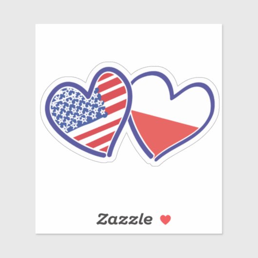 Polnisch-amerikanische Herzflags Aufkleber (Blatt)