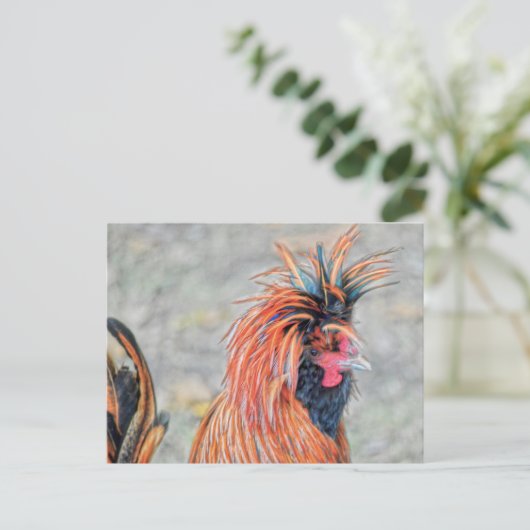 Polnisch Created Rooster Postkarte (Stehend Vorderseite)
