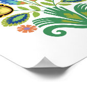 Polnisch florAzure Blue Papercut Design Poster (Ecke)