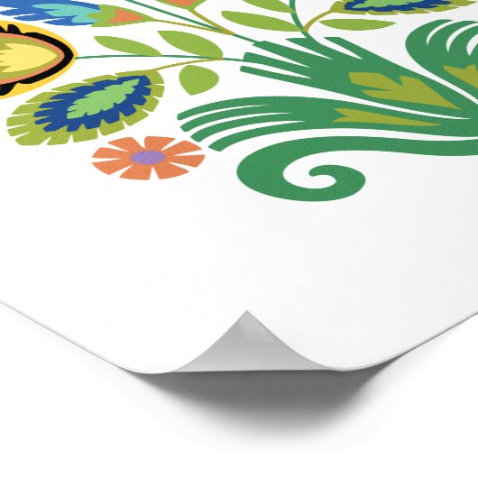 Polnisch florAzure Blue Papercut Design Poster (Ecke)