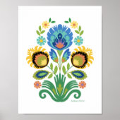 Polnisch florAzure Blue Papercut Design Poster (Vorne)