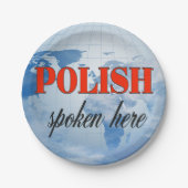 Polnisch gesprochen hier bewölkte Erde Pappteller (Vorderseite)