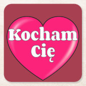 Polnisch - Ich Liebe Sie Rechteckiger Pappuntersetzer (Vorderseite)