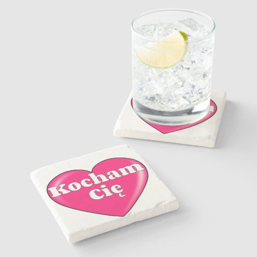 Polnisch - Ich Liebe Sie Steinuntersetzer (Seitenansicht)