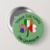 Polnisch Irish American Flags Kleeblatt Ihr Name Button (Vorne & Hinten)