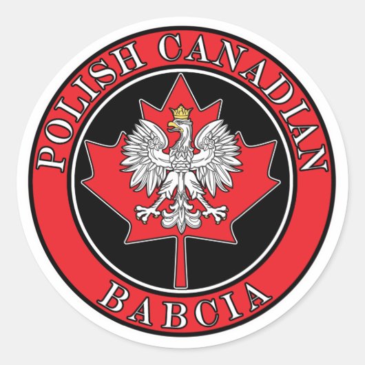 Polnisch-Kanadier Maple Leaf Babcia Runder Aufkleber (Vorderseite)
