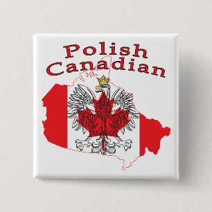 Polnisch-Kanadische Flaggenkarte Button