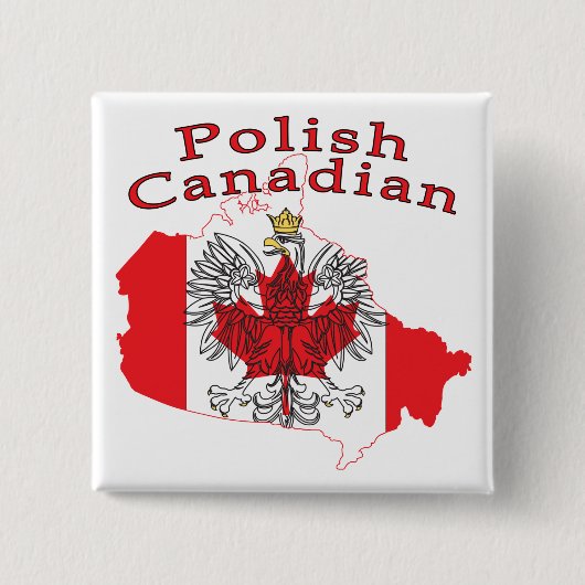 Polnisch-Kanadische Flaggenkarte Button (Vorderseite)
