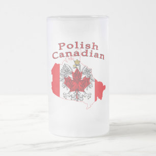 Polnisch-Kanadische Flaggenkarte Mattglas Bierglas