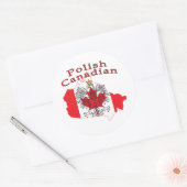 Polnisch-Kanadische Flaggenkarte Runder Aufkleber (Umschlag)